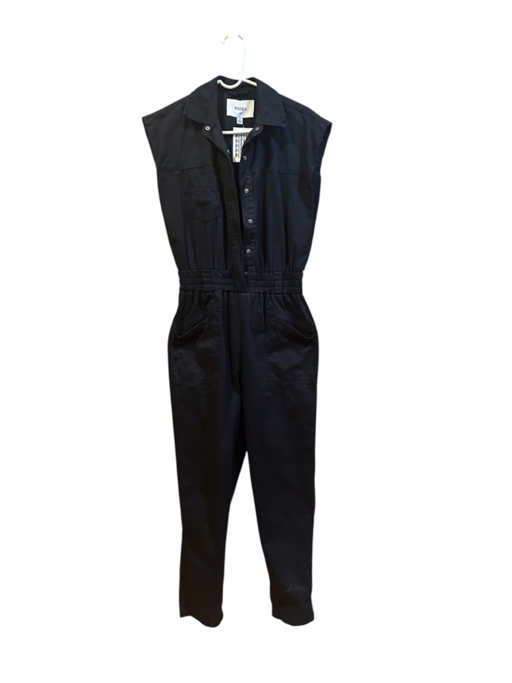 Sleeveless Black Cotton Jumpsuit - Utility Style